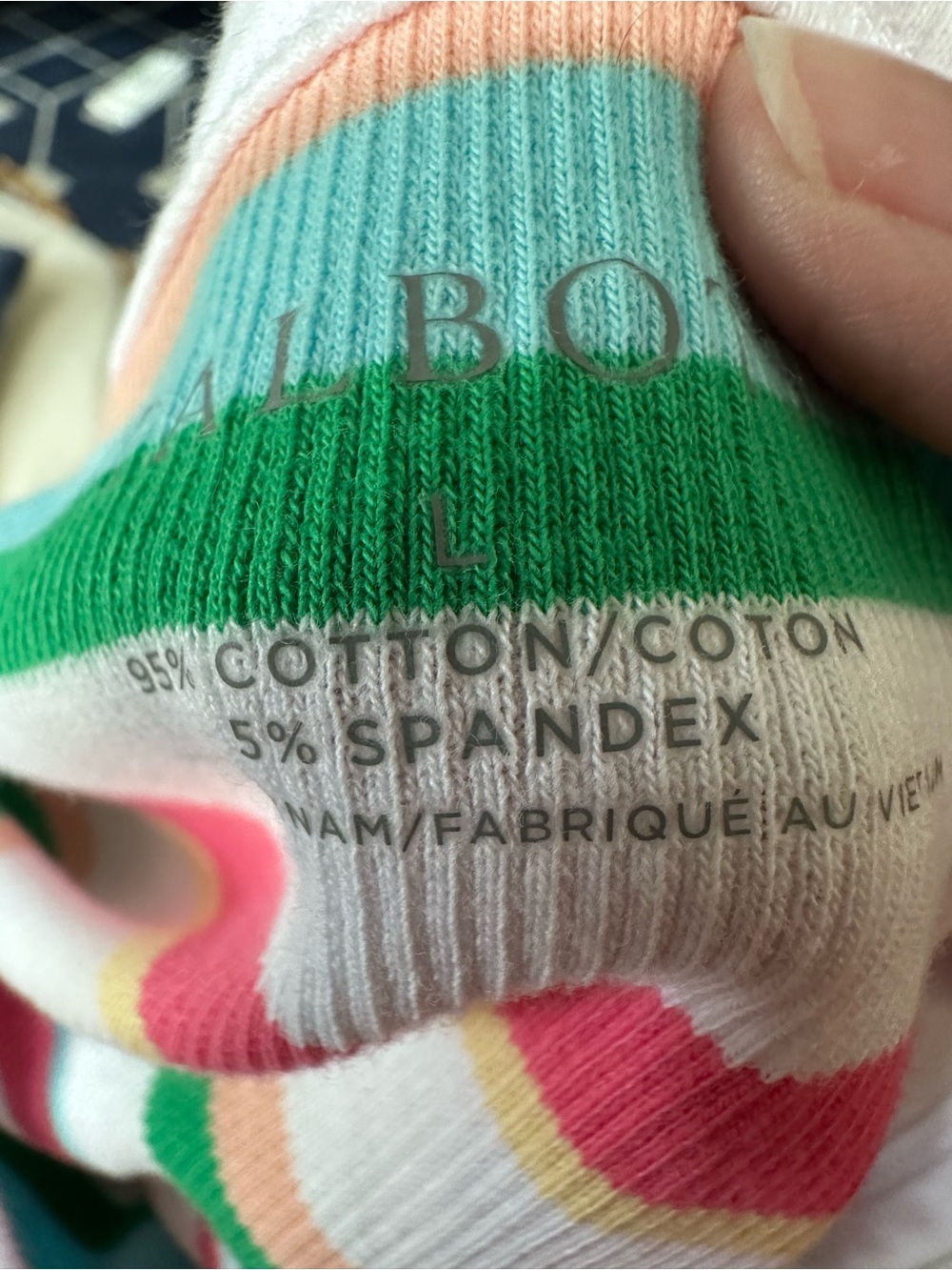 Talbots Striped Ribbed Knit tee. in Teal, Green, Pink, Yellow, White Size L NWOT - Picture 3 of 3
